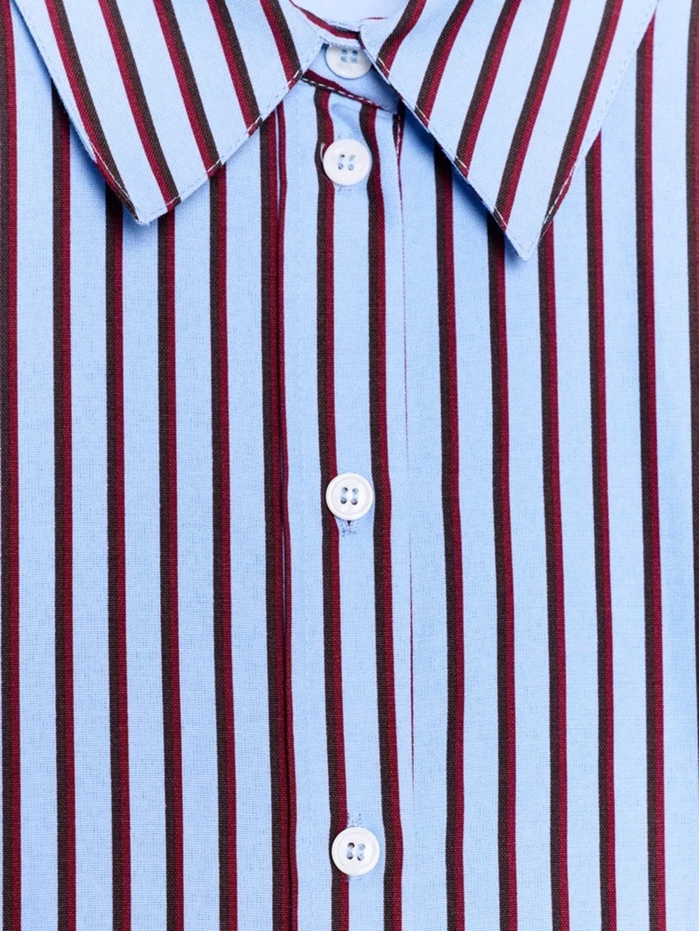 Men's Blue Shirt with Burgundy Stripes - Classic Button-Down